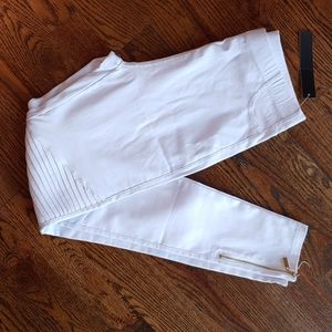 NEW L white moto jeggings